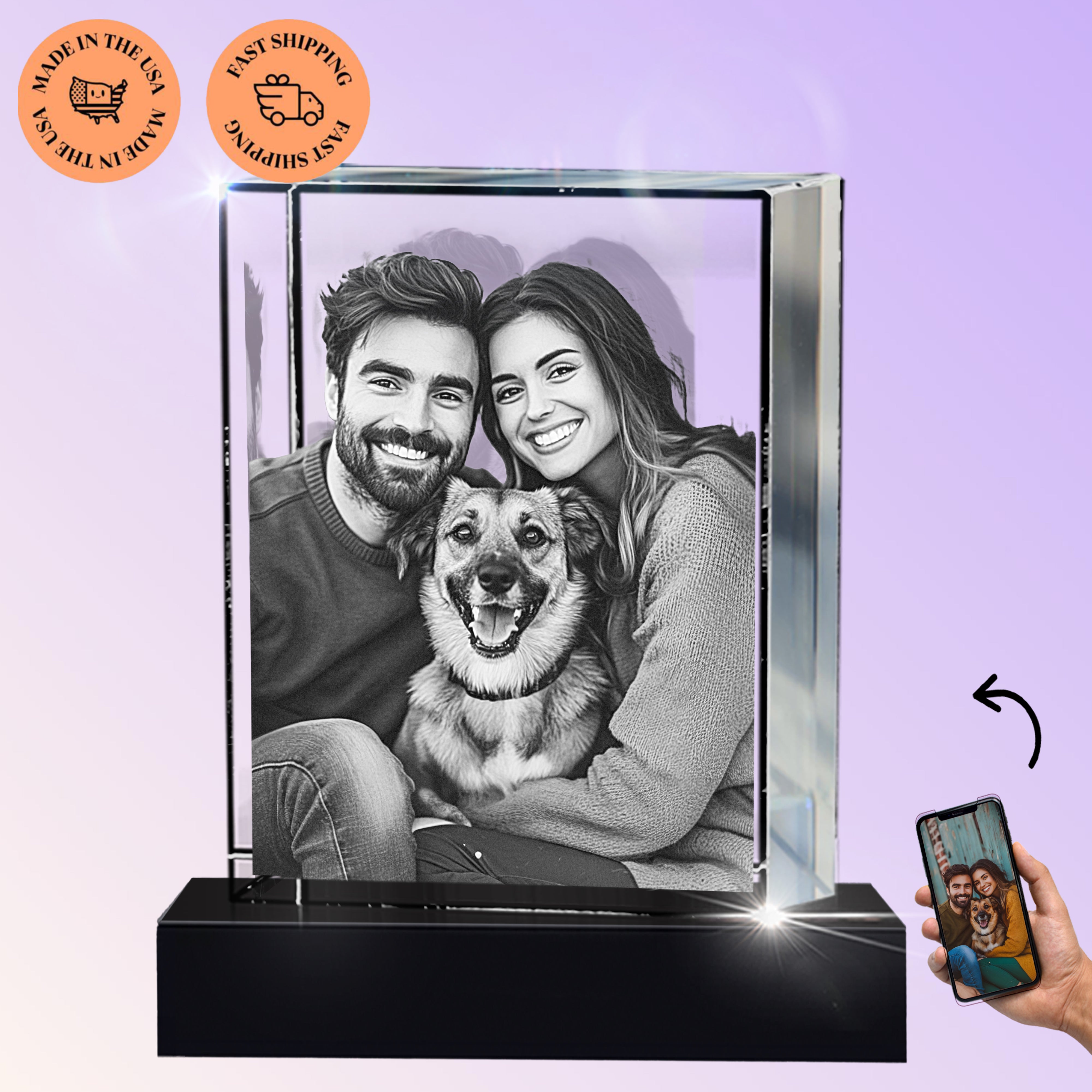 3D Crystal Cube Portrait