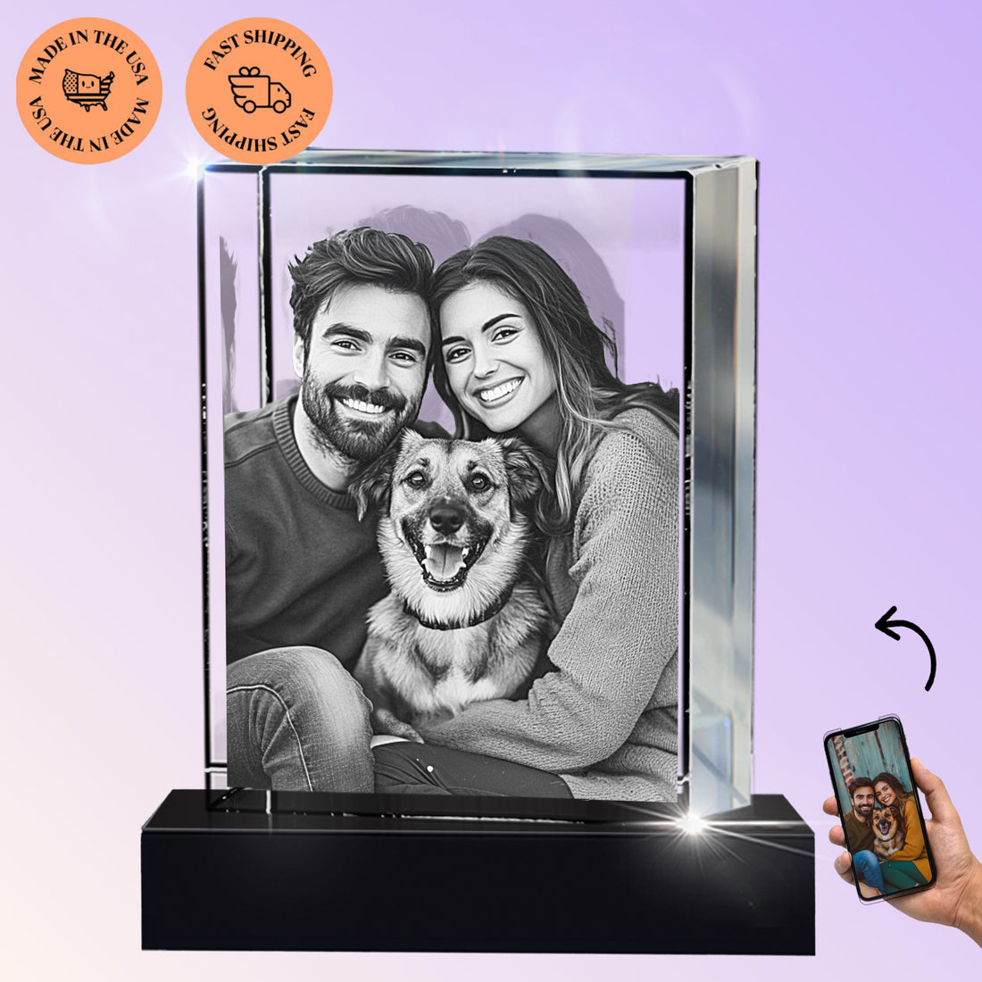 3D Crystal Cube Portrait